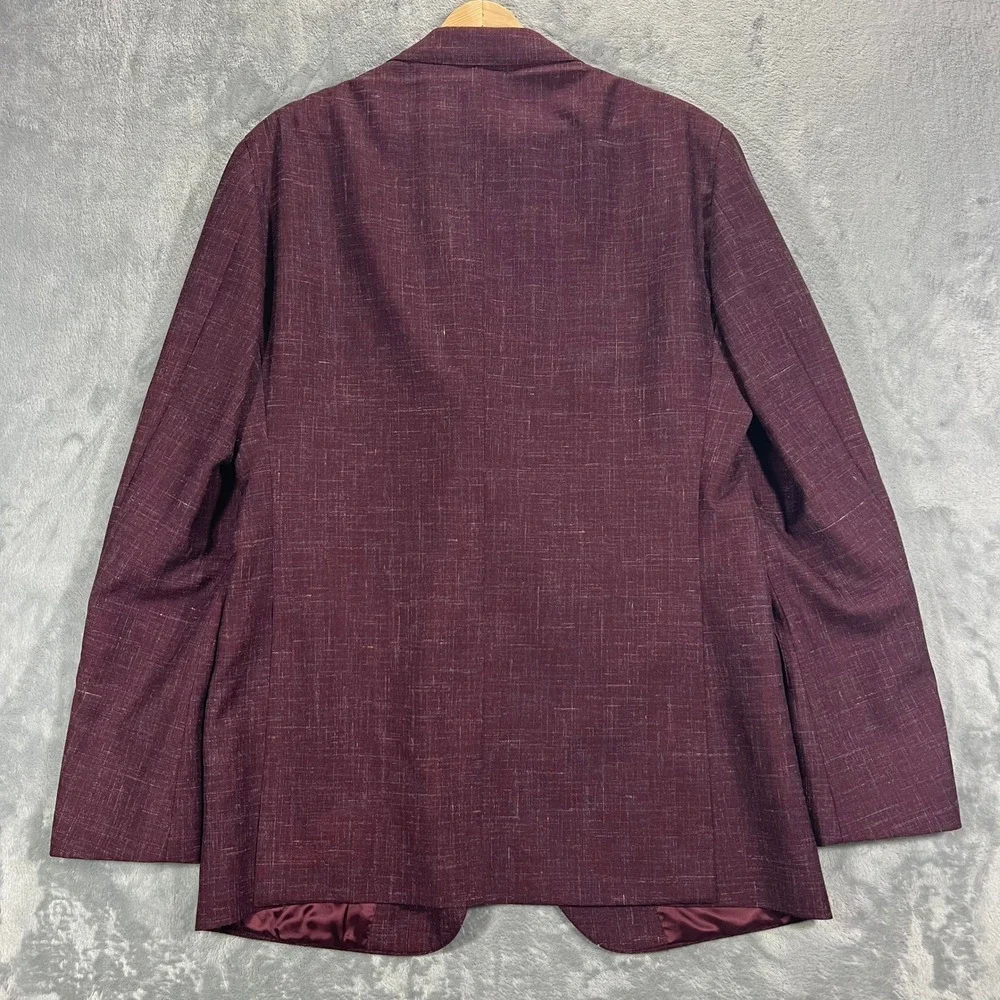 Lubiam Blazer Mens 50L Burgundy NWT Wool Flax Vitale Barberis Canonico Italy
